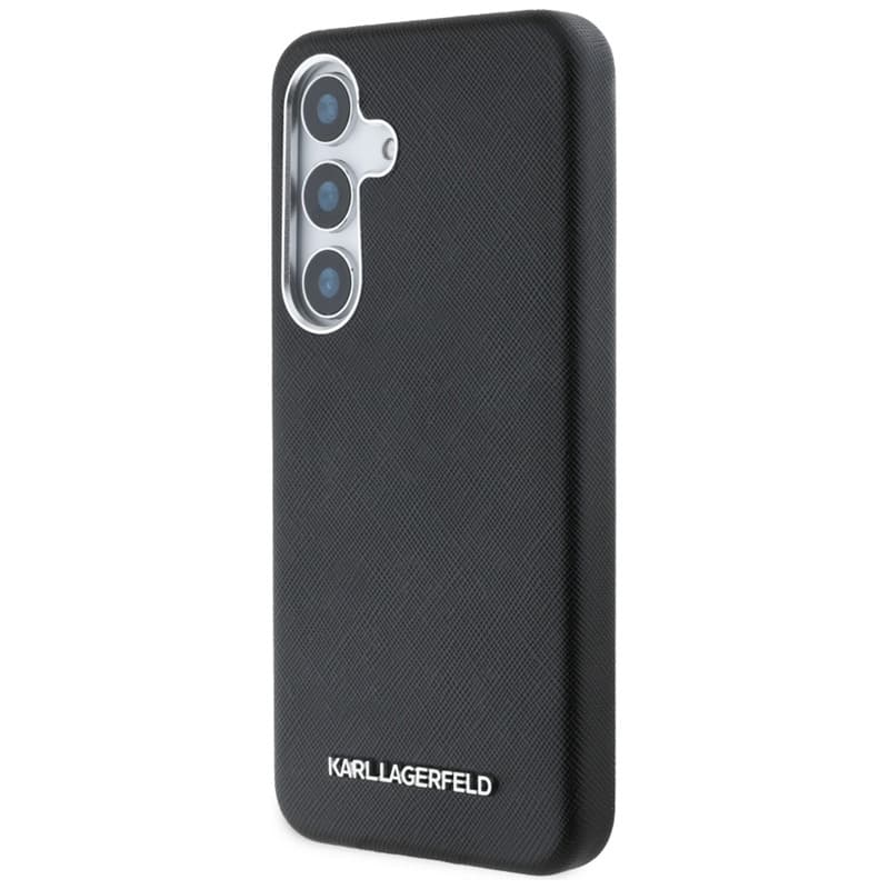 Karl Lagerfeld Saffiano Full Wrapped Elongated Metal Logo MagSafe - Case for Samsung Galaxy S25+ (black) 2