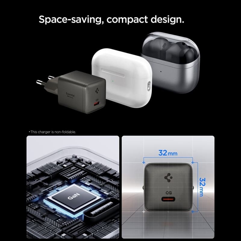 Spigen Essential EE301EU GaN - USB-C PD PPS 30W Wall Charger (Gunmetal) 4