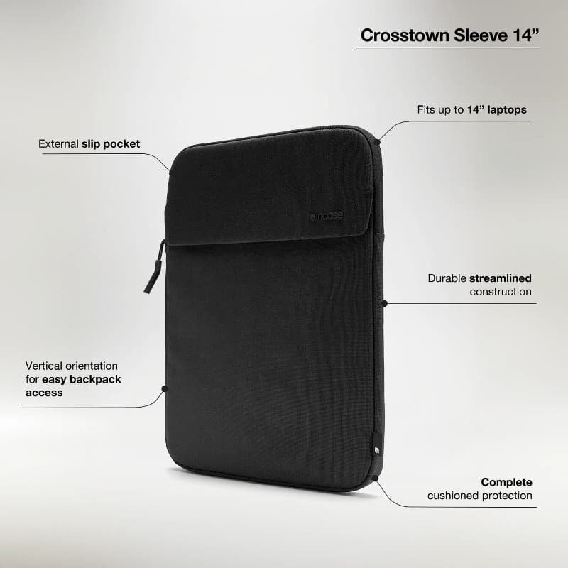 Incase Crosstown Sleeve with Woolenex - Case with Pocket for MacBook Pro 14" (M4/M3/M2/M1/2024-2021) (Black) 6