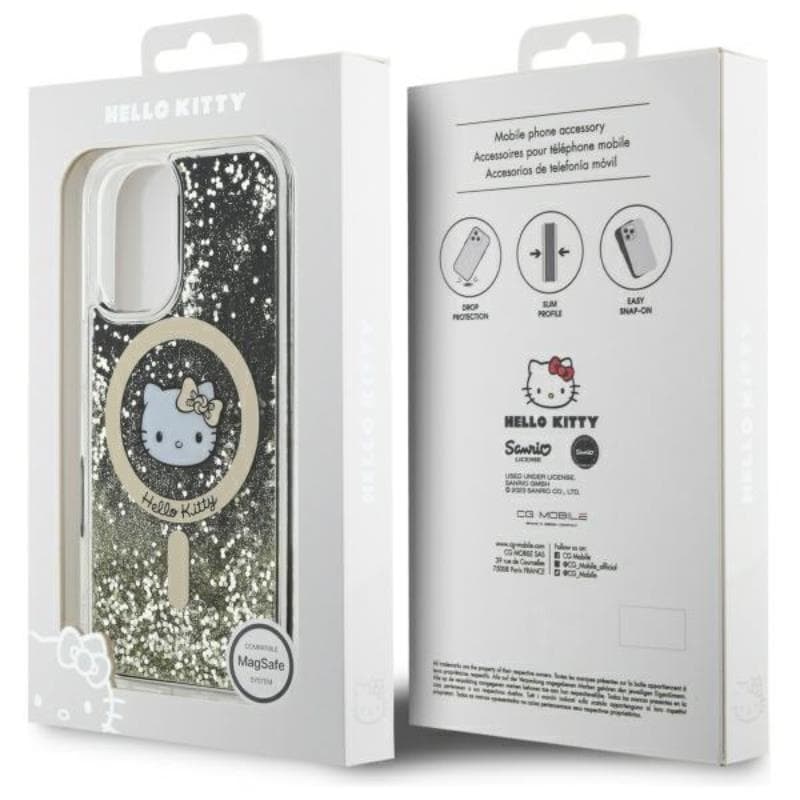 Hello Kitty Liquid Glitter Fever MagSafe - Case for iPhone 16 (black/gold) 8