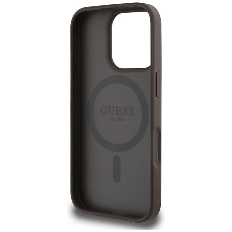 Guess Grained Hot Stamp Peony Triangle Logo MagSafe - Case for iPhone 16 Pro Max (brown) 7