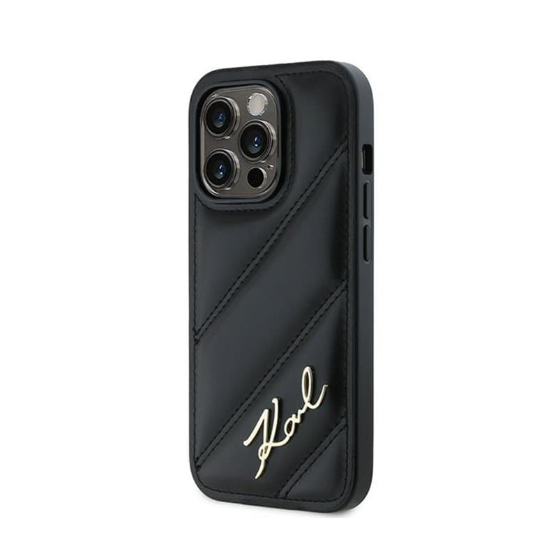 Karl Lagerfeld Diagonal Quilted Script - Case for iPhone 13 Pro Max (Black) 2