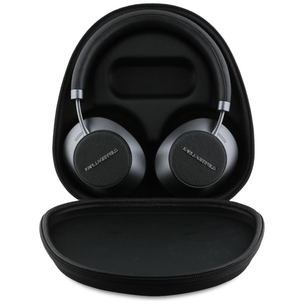 Karl Lagerfeld Saffiano Elongated - Wireless Bluetooth ANC + ENC Over-Ear Headphones (Black) 4