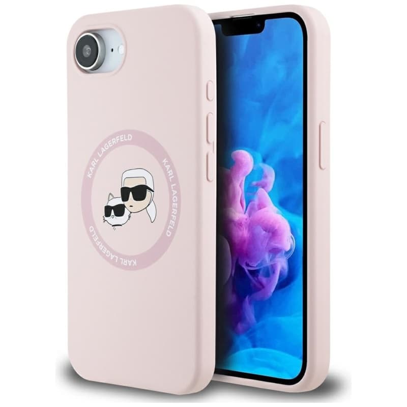 Karl Lagerfeld Silicone Karl & Choupette Heads MagSafe - Case for iPhone 16e (pink) 1