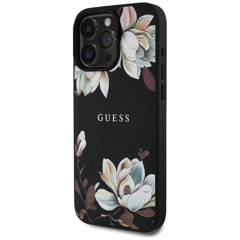 Guess Grained Printed Flower Pattern MagSafe - Case for iPhone 16 Pro (black) 2