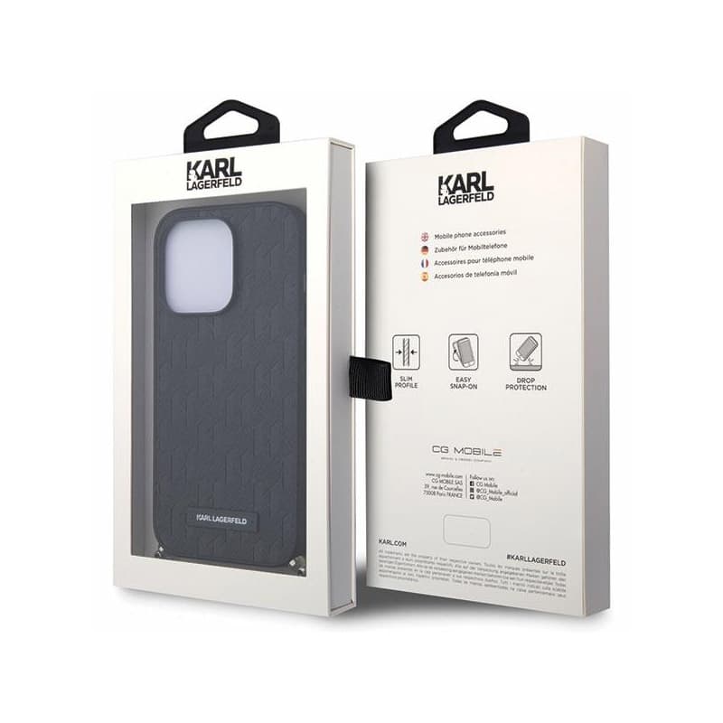 Karl Lagerfeld Saffiano Monogram Chain - Case for iPhone 14 Pro (Black) 7