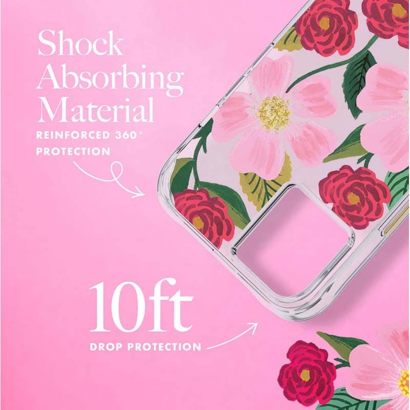 Rifle Paper Clear - Case decorated in gold for iPhone 14 Plus (Rose Garden) 6