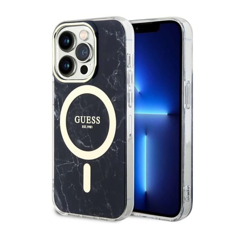 Guess Marble MagSafe - Case for iPhone 14 Pro Max (Black) 1
