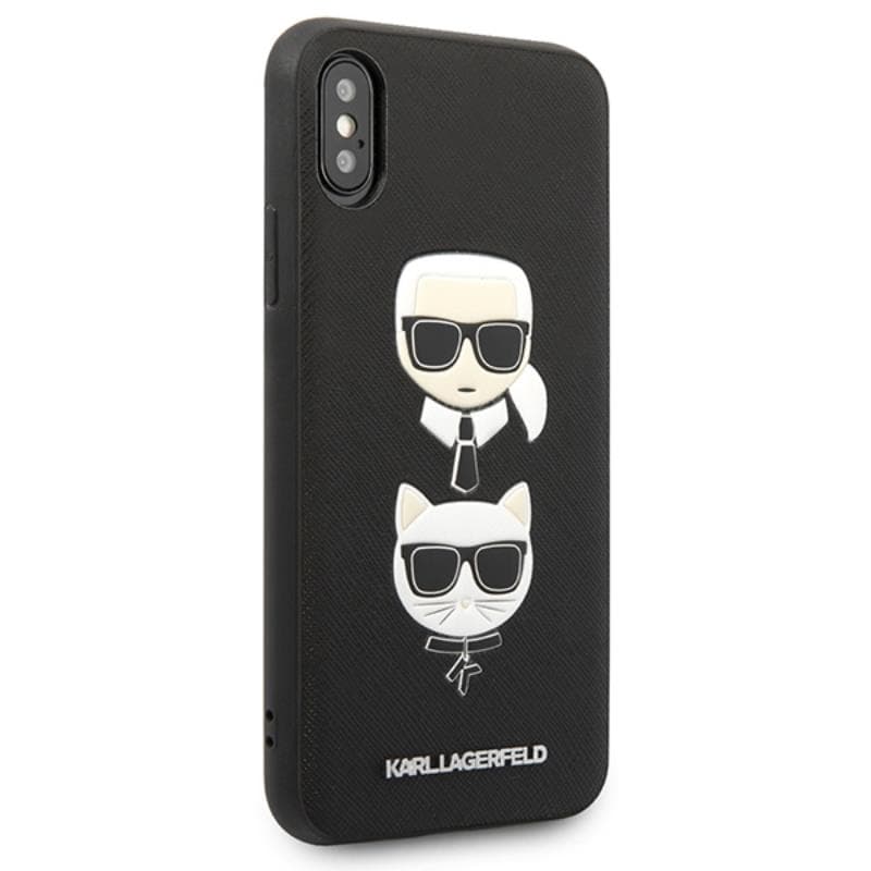 Karl Lagerfeld Saffiano Karl & Choupette Heads - Case for iPhone Xs / X (Black) 5