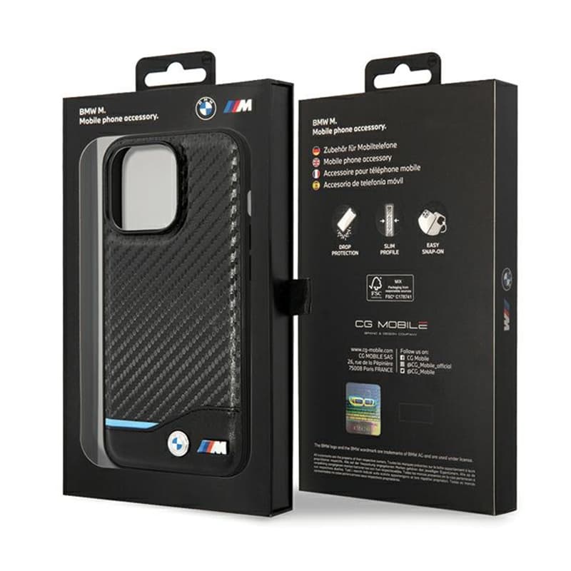 BMW Leather Carbon Blue Line - Case for iPhone 13 Pro Max (Black) 8
