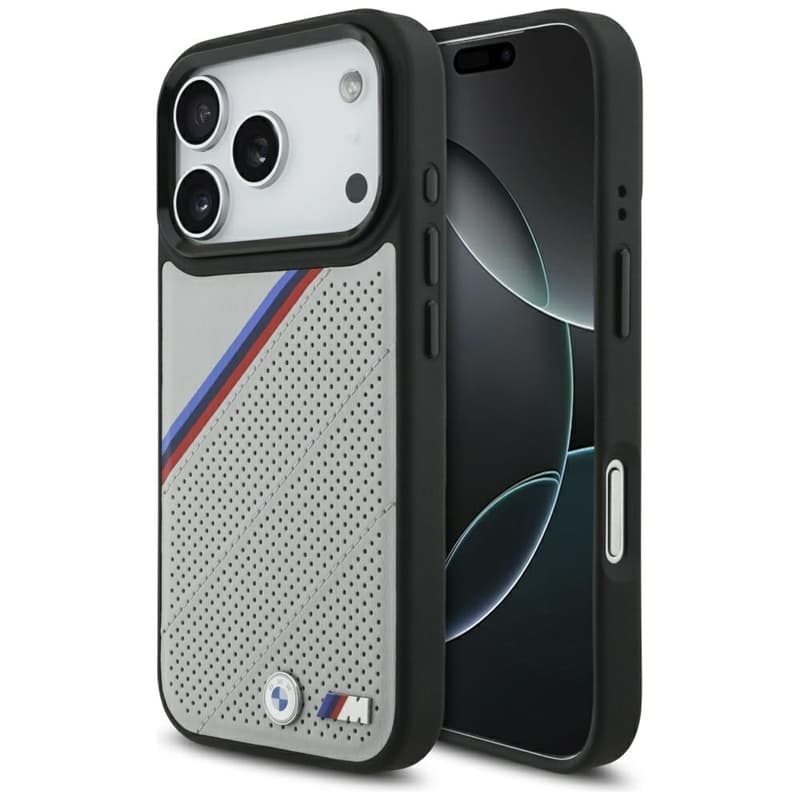 BMW M Tricolor Metal Logo MagSafe - iPhone 17 Pro Case (Gray) 1