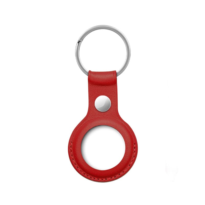Crong Leather Case with Key Ring – Protective leather case with key ring for Apple AirTag 1/2 (red) 4