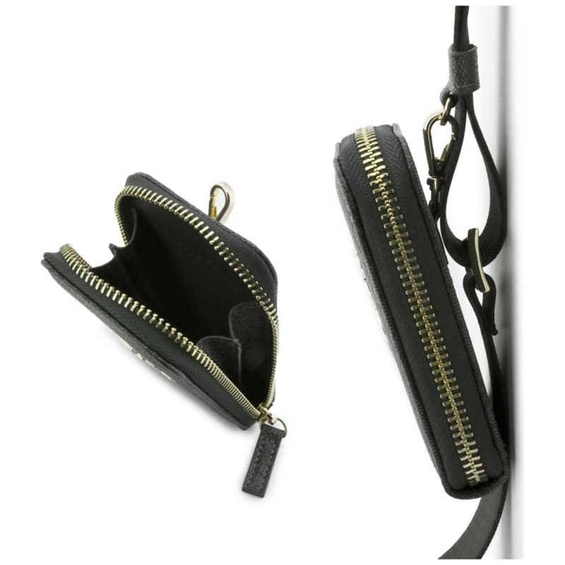 Guess 4G Metal Logo Universal Crossbody Phone Strap Small Purse - Lanyard/Shoulder Strap with Phone Wallet (Black) 4