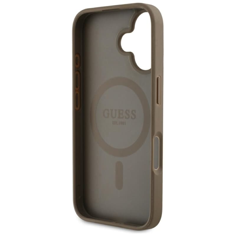 Guess Grained Hot Stamp Peony Triangle Logo MagSafe - Case for iPhone 16 (brown) 7