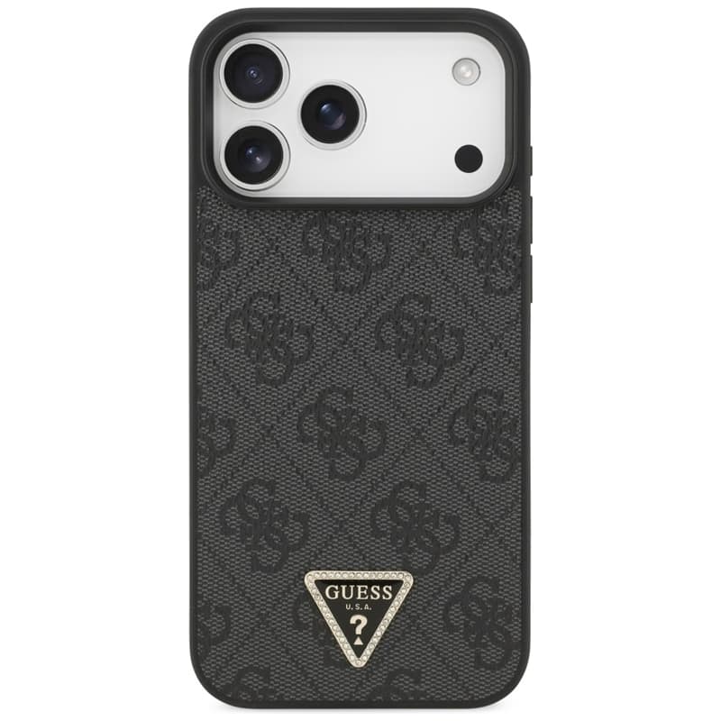 Guess Leather 4G Triangle Strass MagSafe - Case iPhone 17 Pro Max (Black) 3