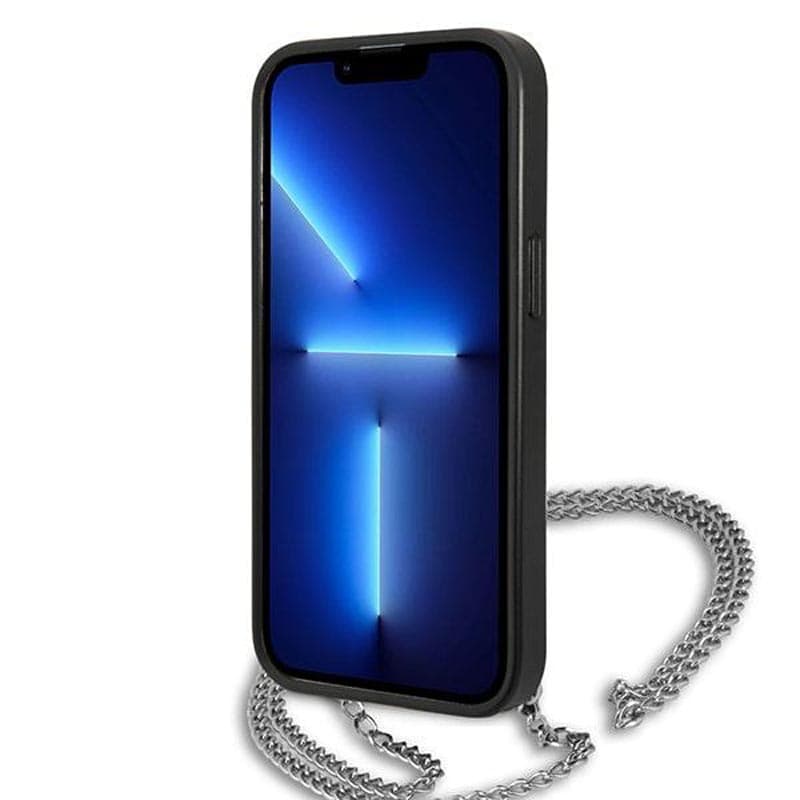Karl Lagerfeld Leather Textured and Chain - Case for iPhone 13 Pro (Black) 5