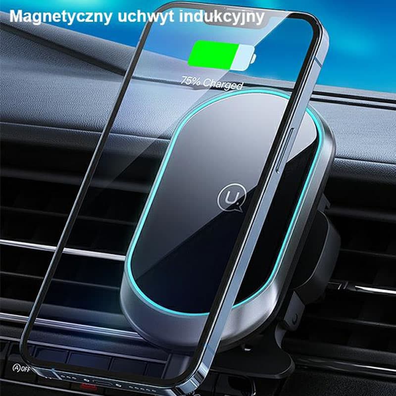 USAMS US-CD182 - Magnetic car holder with 15W wireless charging (Black) 2