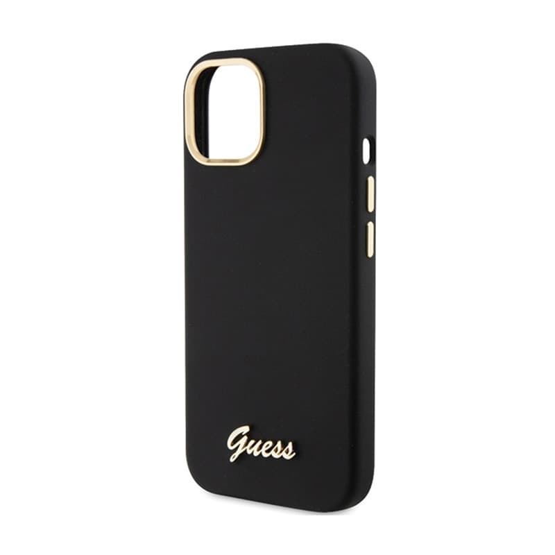 Guess Silicone Script Metal Logo & Frame - iPhone 15 Case (black) 6