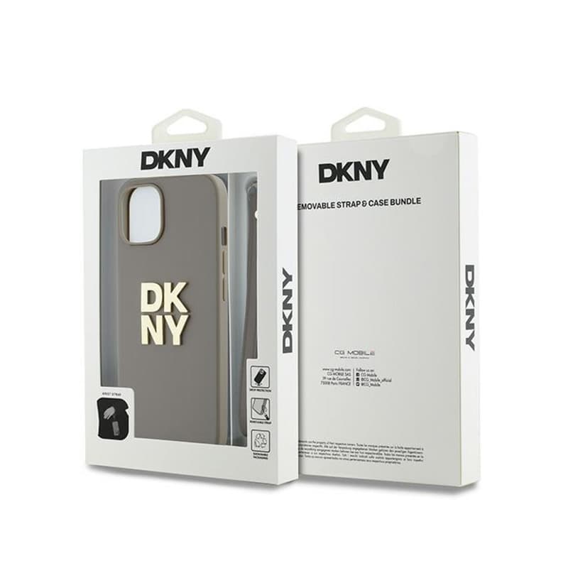 DKNY Wrist Strap Stock Logo - Case for iPhone 15 / 14 / 13 (Beige) 7