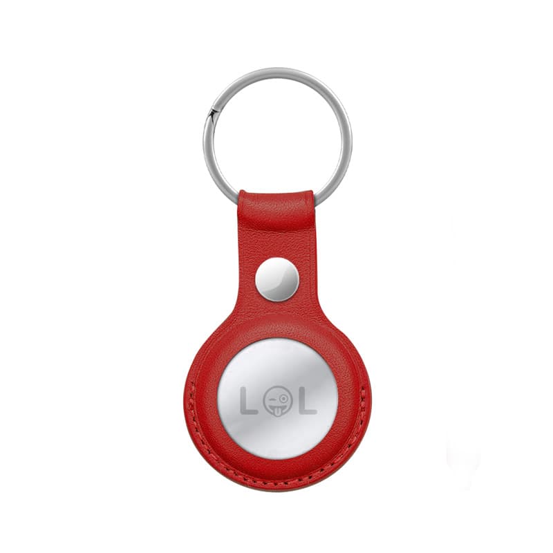 Crong Leather Case with Key Ring – Protective leather case with key ring for Apple AirTag 1/2 (red) 5