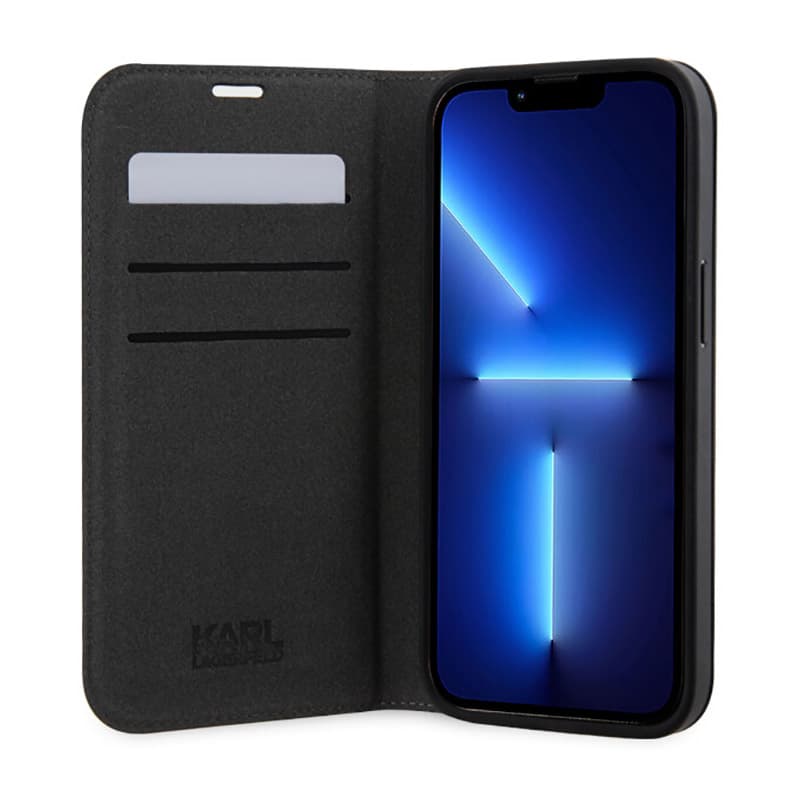 Karl Lagerfeld Booktype Saffiano Monogram - Case for iPhone 14 Pro (Black) 4