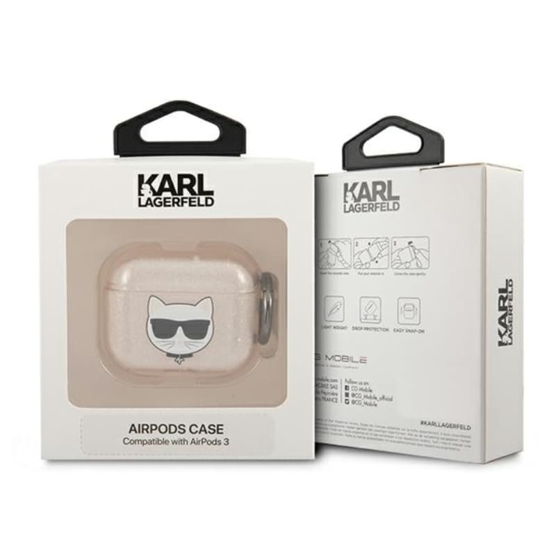 Karl Lagerfeld Choupette Head Glitter - Case for AirPods 3 (Gold) 3