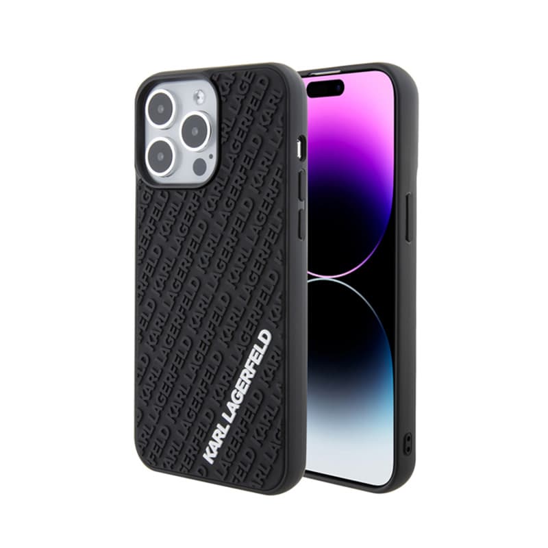 Karl Lagerfeld 3D Rubber Multi Logo - Case for iPhone 15 Pro Max (Black) 1