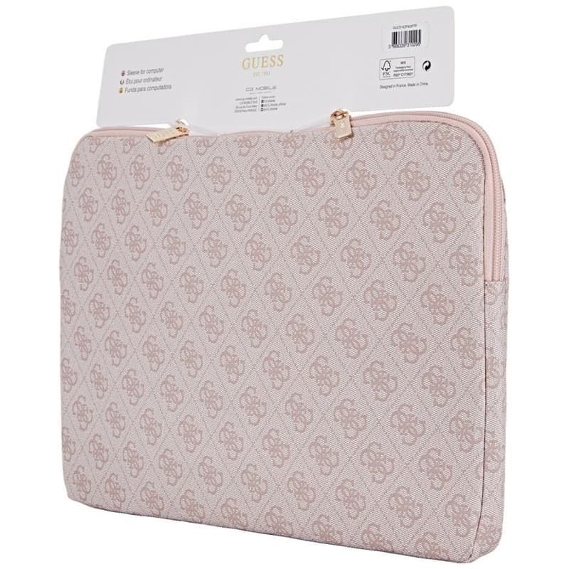 Guess 4G Zipper Pocket Triangle Logo Sleeve - Laptop Sleeve 14" (pink) 5