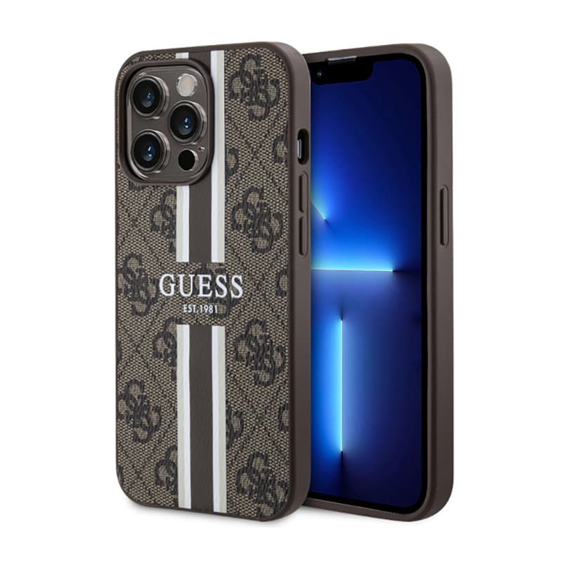 Guess 4G Printed Stripes MagSafe - Case for iPhone 13 Pro Max (Brown) 1