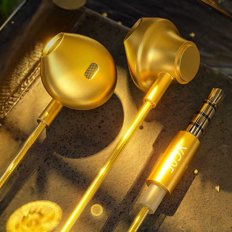 WEKOME YC05 Sakin Series - 3.5 mm jack wired headphones (Gold) 4