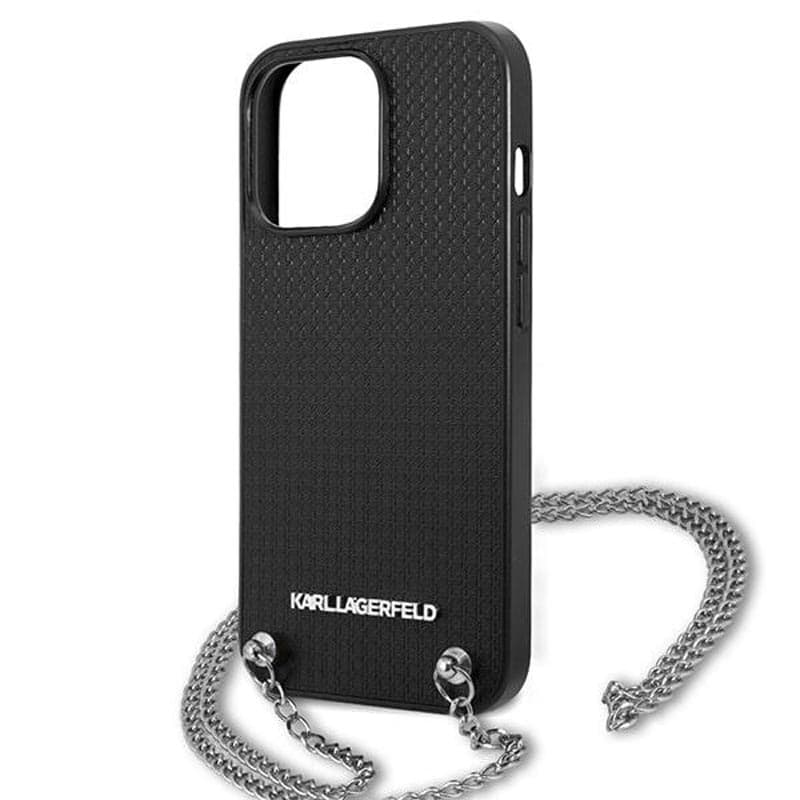 Karl Lagerfeld Leather Textured and Chain - Case for iPhone 13 Pro (Black) 6