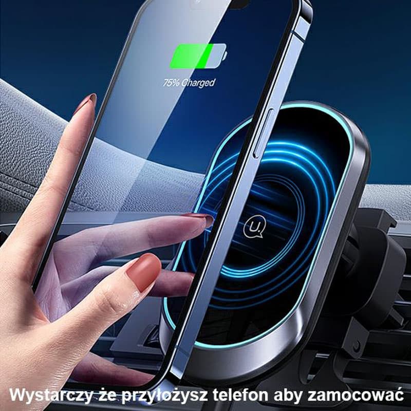 USAMS US-CD182 - Magnetic car holder with 15W wireless charging (Black) 3