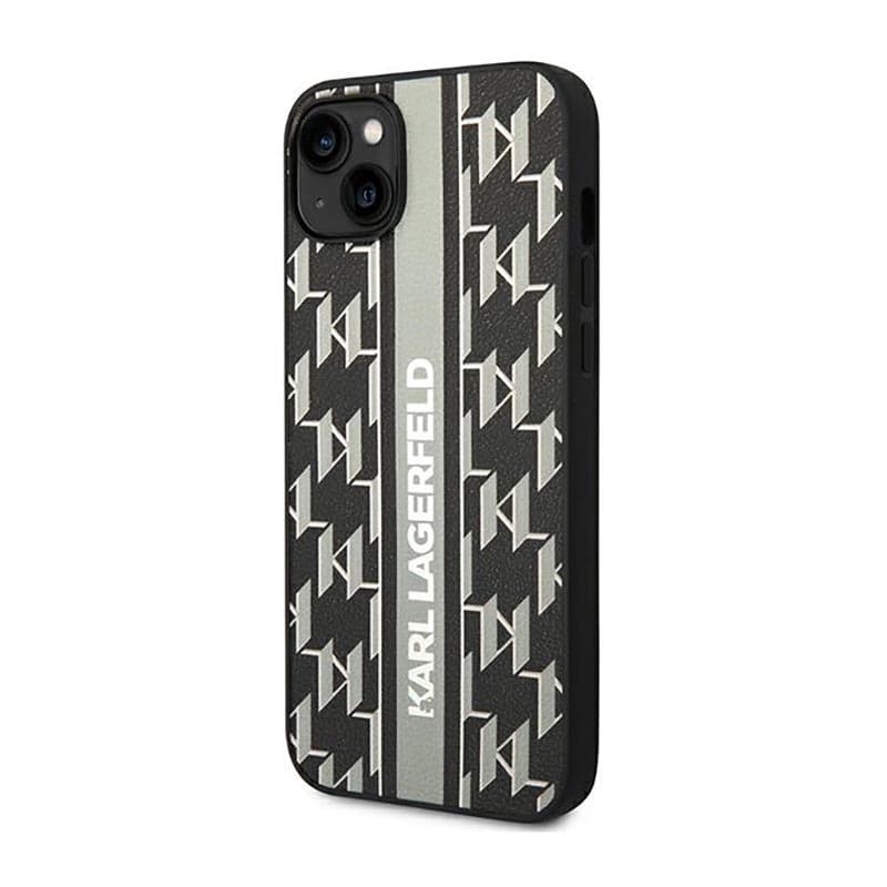Karl Lagerfeld Monogram Stripe - Case for iPhone 14 Plus (Grey) 2