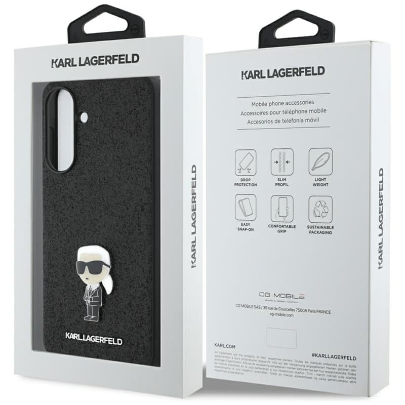 Karl Lagerfeld Fixed Glitter Ikonik Logo Metal Pin - Case for Samsung Galaxy A36 5G (black) 7