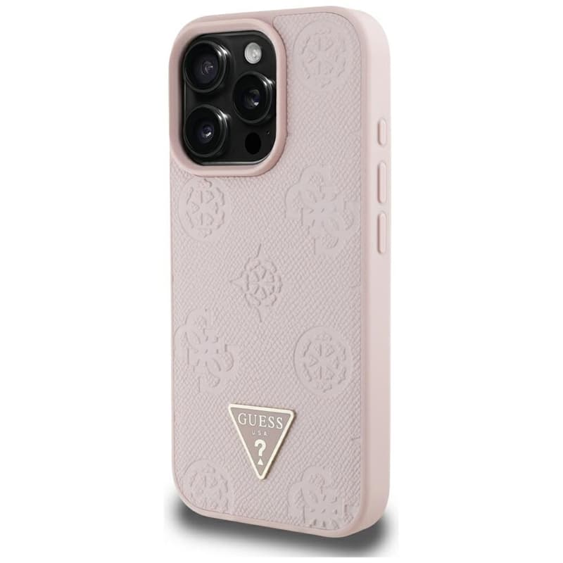 Guess Grained Hot Stamp Peony Triangle Logo MagSafe - Case for iPhone 16 Pro Max (pink) 2