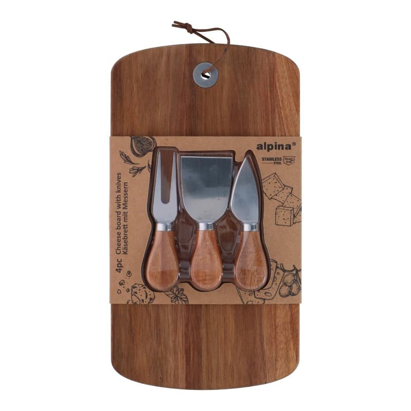 Alpina - Cheese serving set, wooden board, 32x17.5 cm, + 3 knives 2