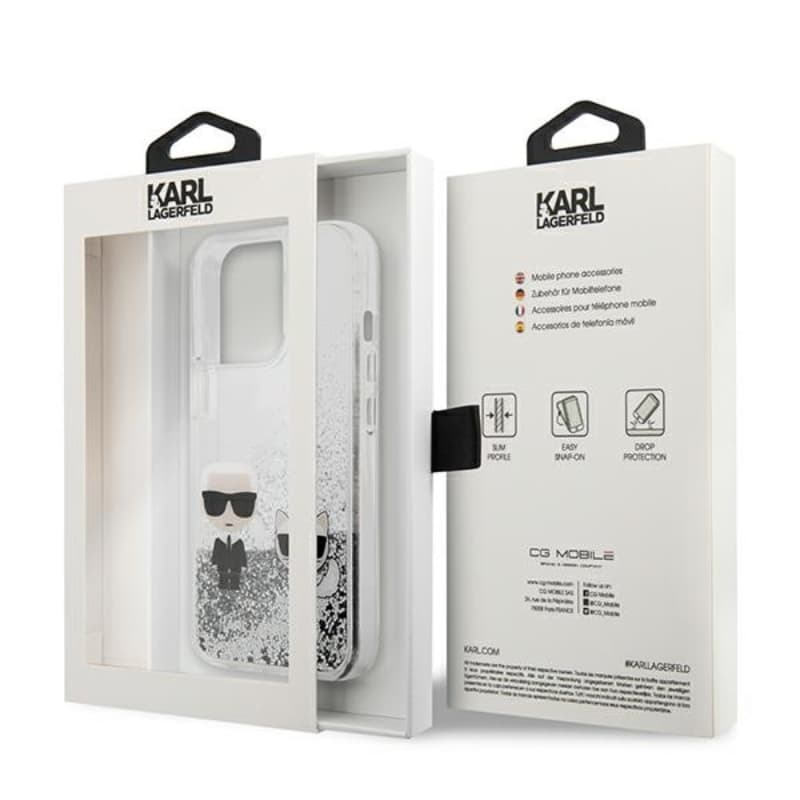 Karl Lagerfeld Liquid Glitter Karl & Choupette - Case for iPhone 13 Pro Max (Silver) 8