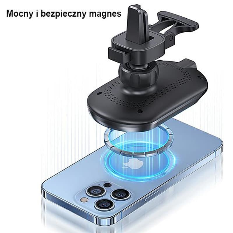 USAMS US-CD182 - Magnetic car holder with 15W wireless charging (Black) 4