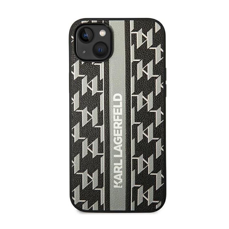 Karl Lagerfeld Monogram Stripe - Case for iPhone 14 Plus (Grey) 3