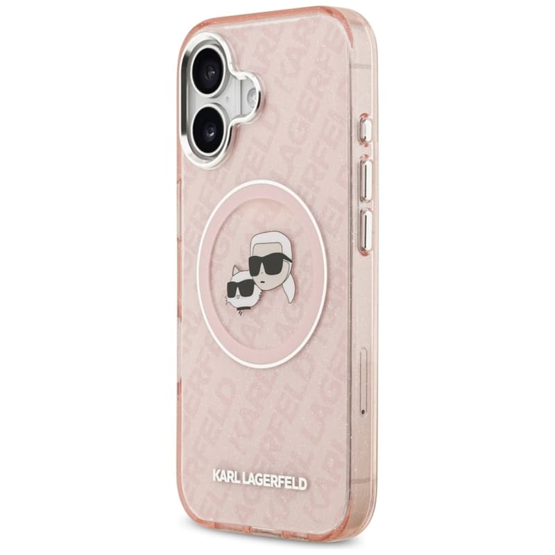 Karl Lagerfeld IML Glitter Karl & Choupette Heads Logo MagSafe - Case for iPhone 17 (pink) 2