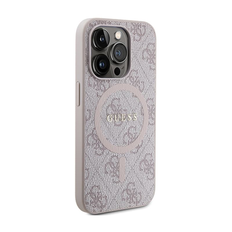 Guess 4G Collection Leather Metal Logo MagSafe - Case for iPhone 15 Pro Max (pink) 4