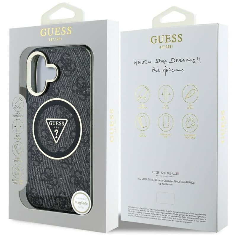 Guess IML Metal Glitter 4G Circle Triangle MagSafe - Case for iPhone 16 (black) 8