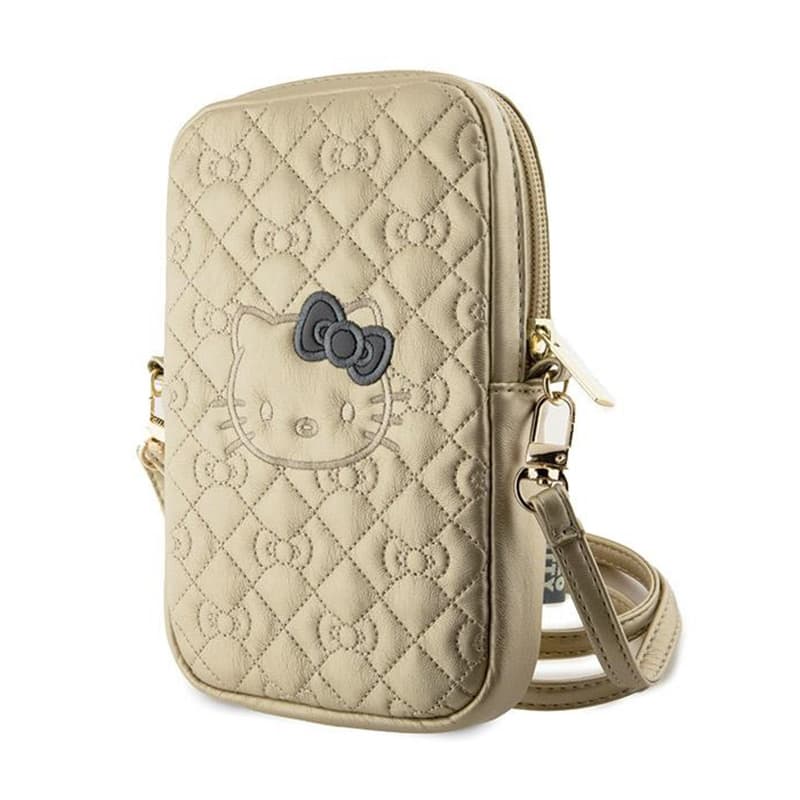 Hello Kitty Quilted Bows Strap - Crossbody bag for phone (gold) 1