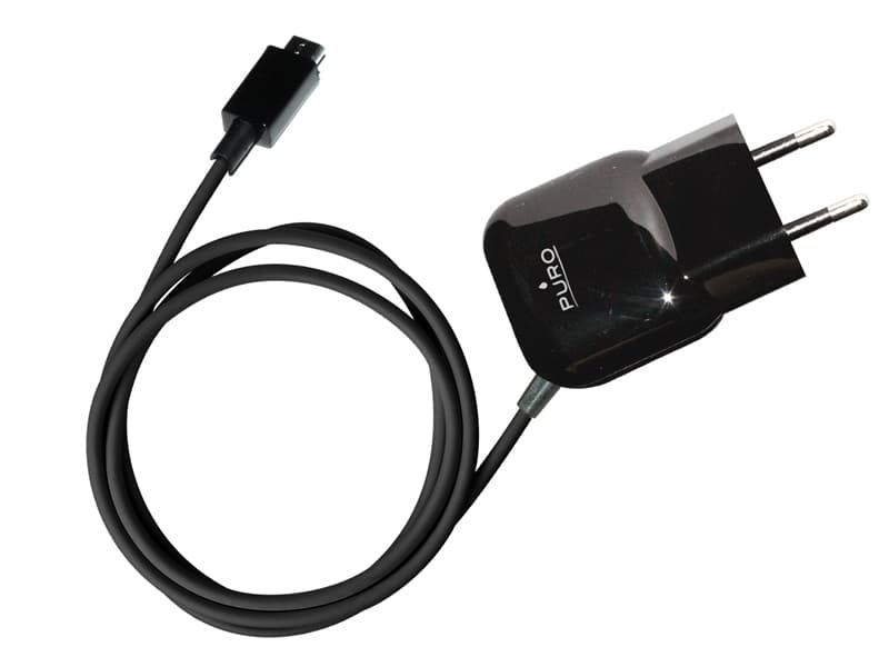 PURO Mini Travel Charger - Portable Wall Charger with Micro USB Cable (Black) 1