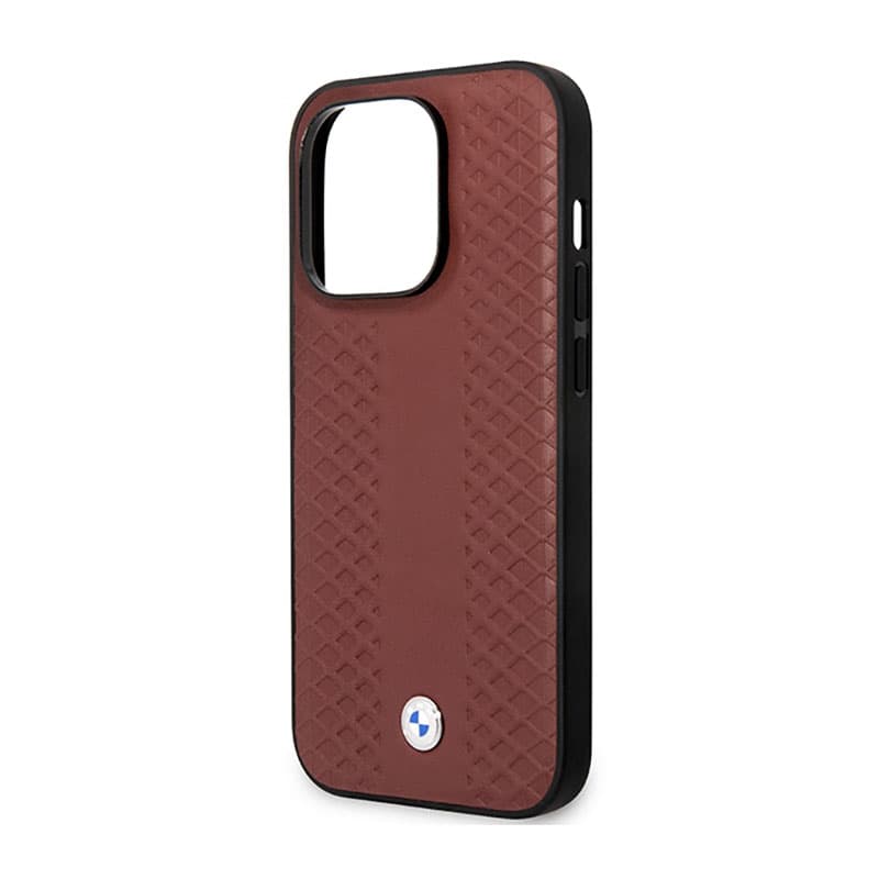 BMW Leather Diamond Pattern MagSafe - Case for iPhone 14 Pro (Burgundian) 6