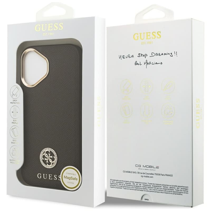 Guess Grained Strass Logo MagSafe - Case iPhone 17 (brown) 8