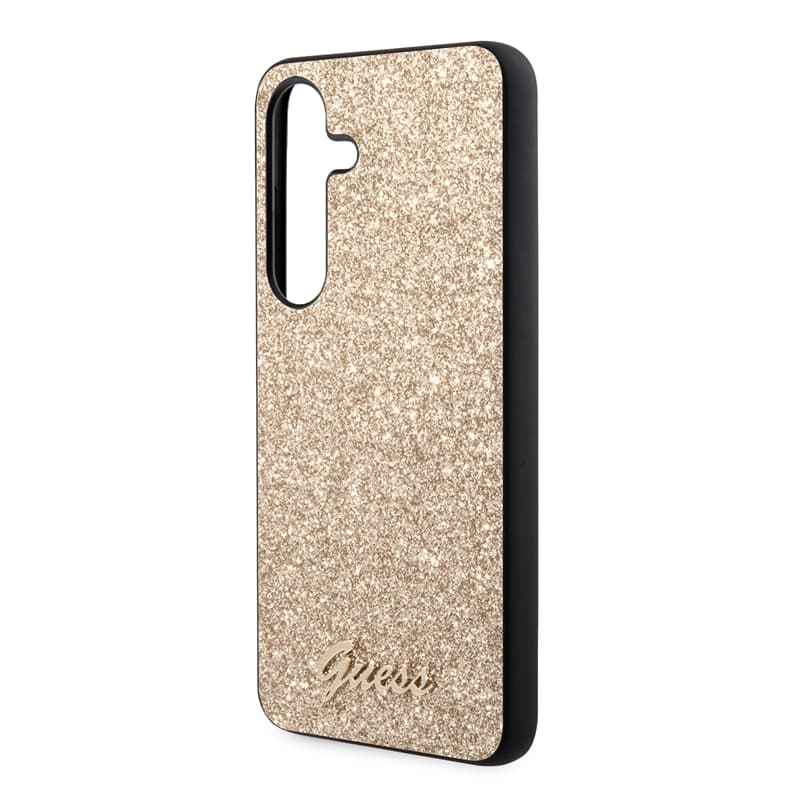 Guess Glitter Flakes Metal Logo Case - Case for Samsung Galaxy S24 (gold) 6