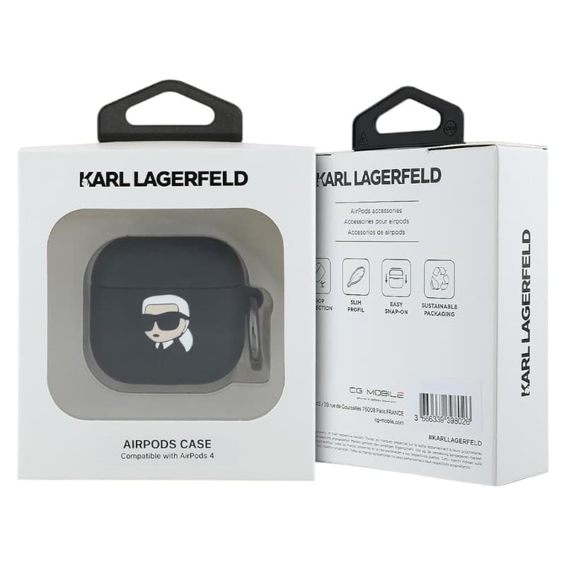 Karl Lagerfeld Silicone Karl Head 3D - AirPods 4 Case (black) 3