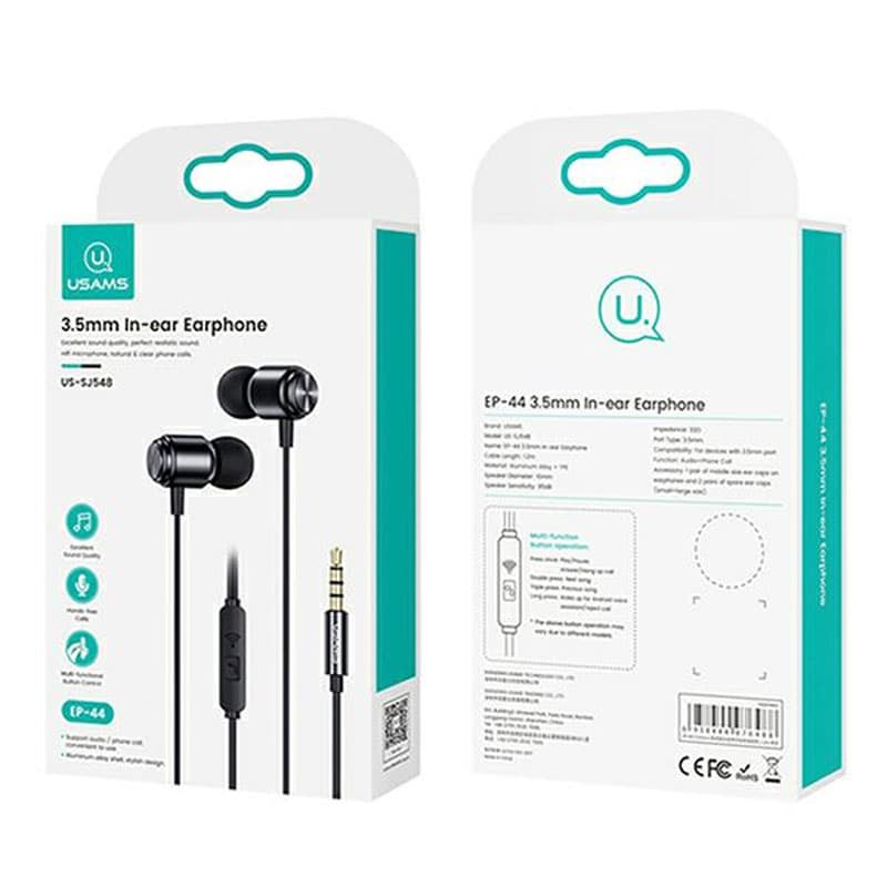 USAMS EP-44 - 3.5 mm stereo jack headphones (Black) 8