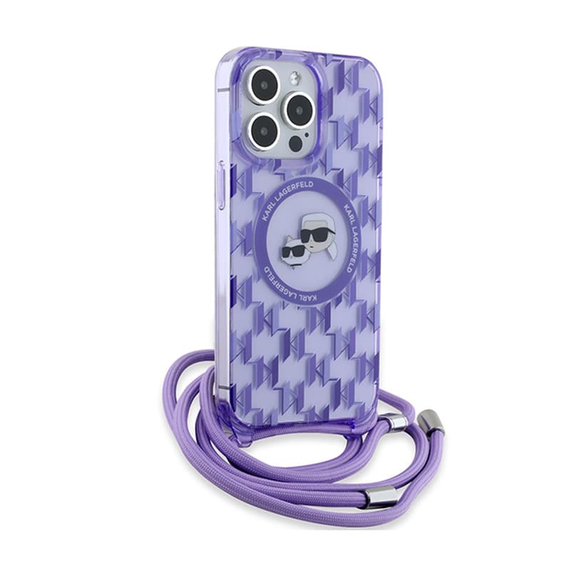 Karl Lagerfeld IML Crossbody Monogram Karl & Choupette Head MagSafe - Case for iPhone 15 Pro Max (Purple) 3
